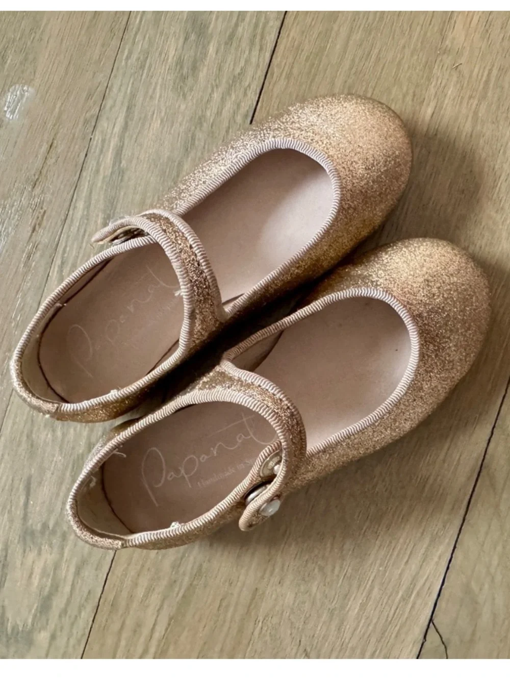 Papanatas Toddler Girls Gold Glitter Leather Shoes Mary Jane size EU 23